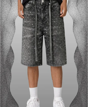 Rhinestone shorts removable belt