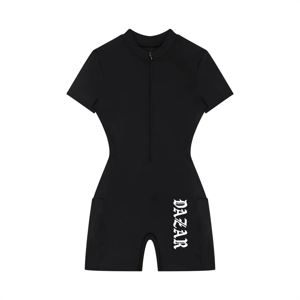 Dazar Women's Quarter-Zip Romper 