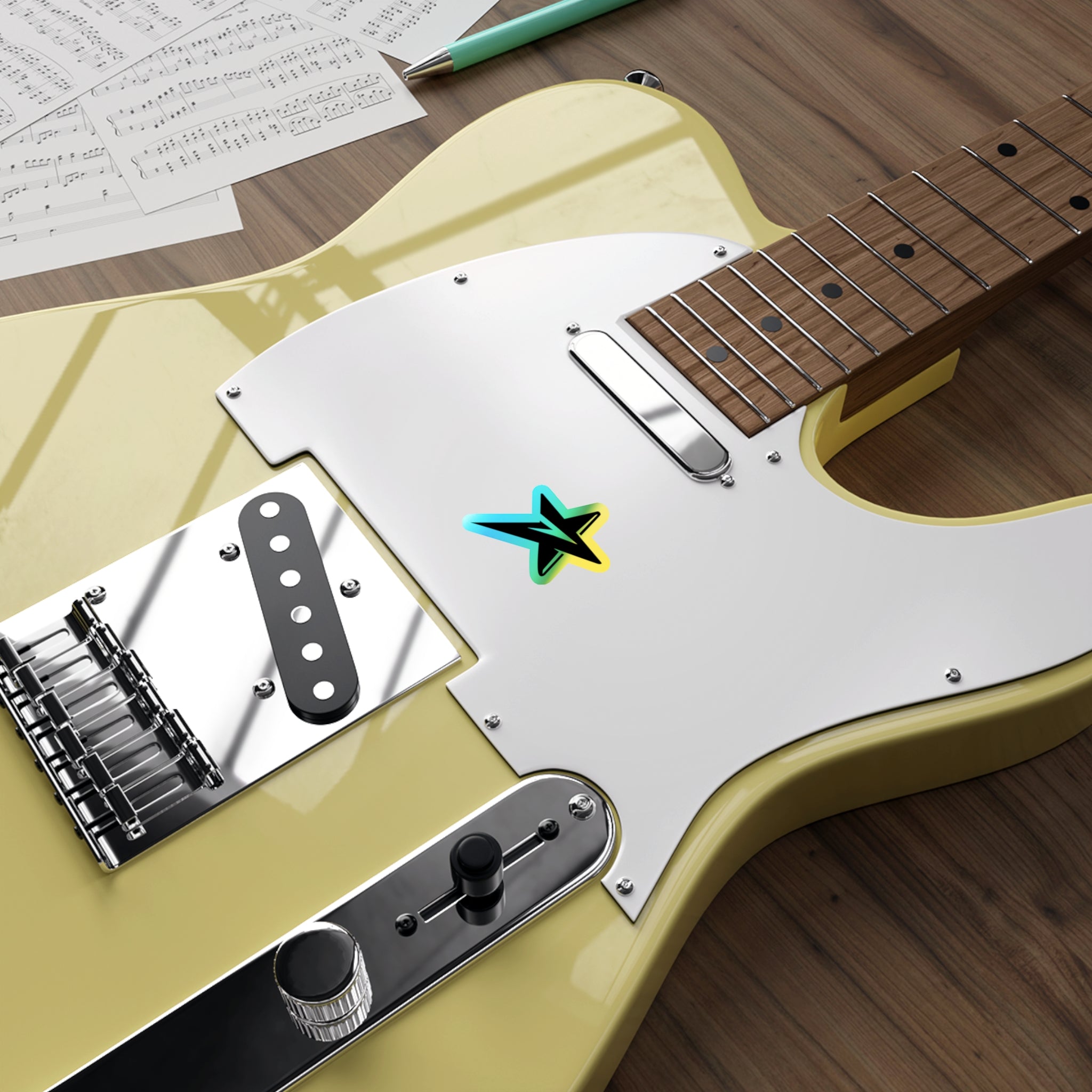 Holographic Star Die-Cut Sticker — Iridescent Skateboard Decal