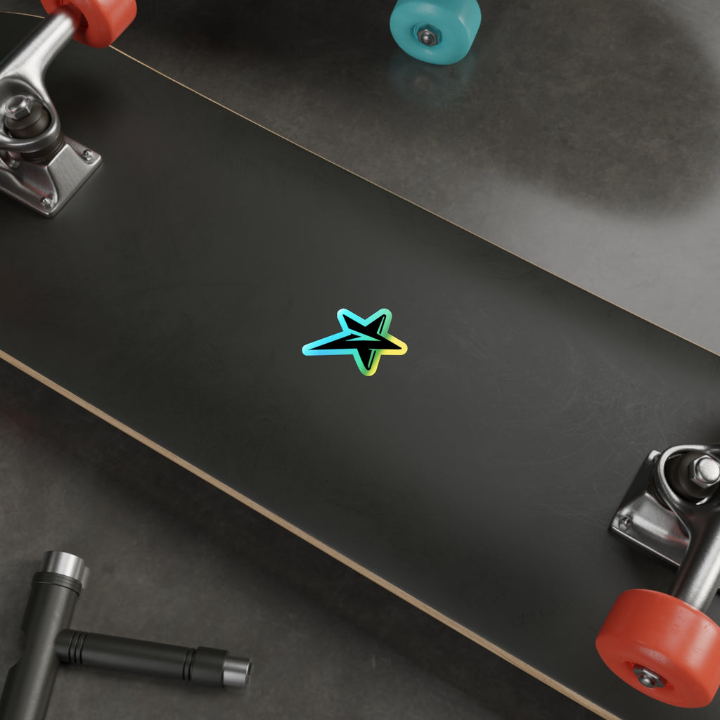 Holographic Star Die-Cut Sticker — Iridescent Skateboard Decal