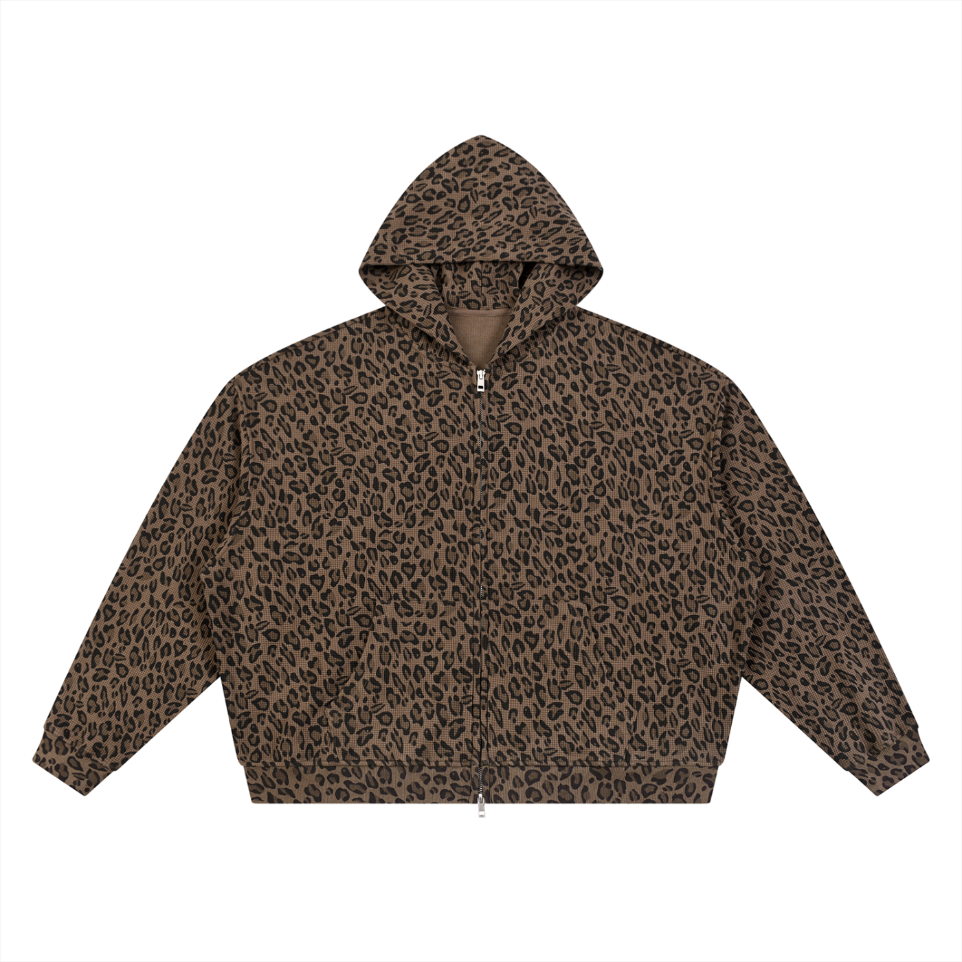 Leopard print hoodie on a white background