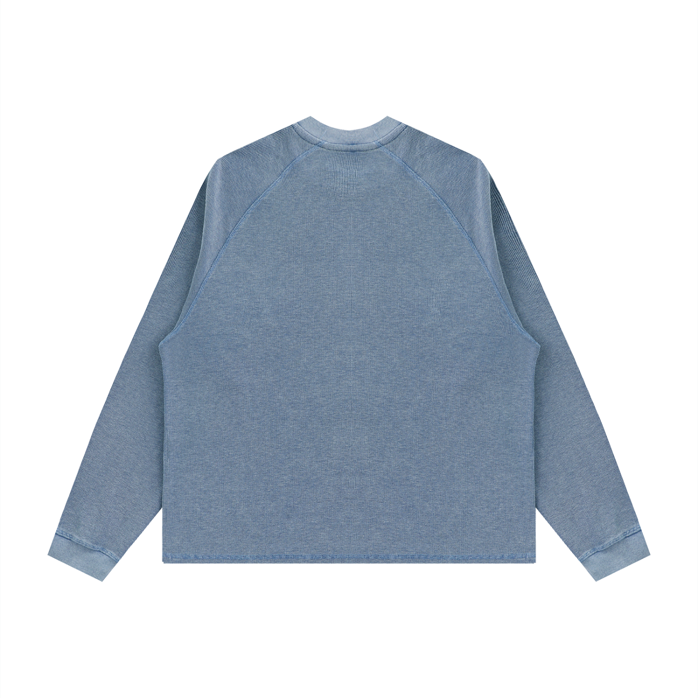 Blue long-sleeve shirt on a white background
