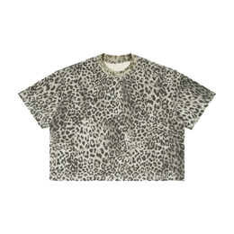 Leopard print shirt with a brand logo on a white background