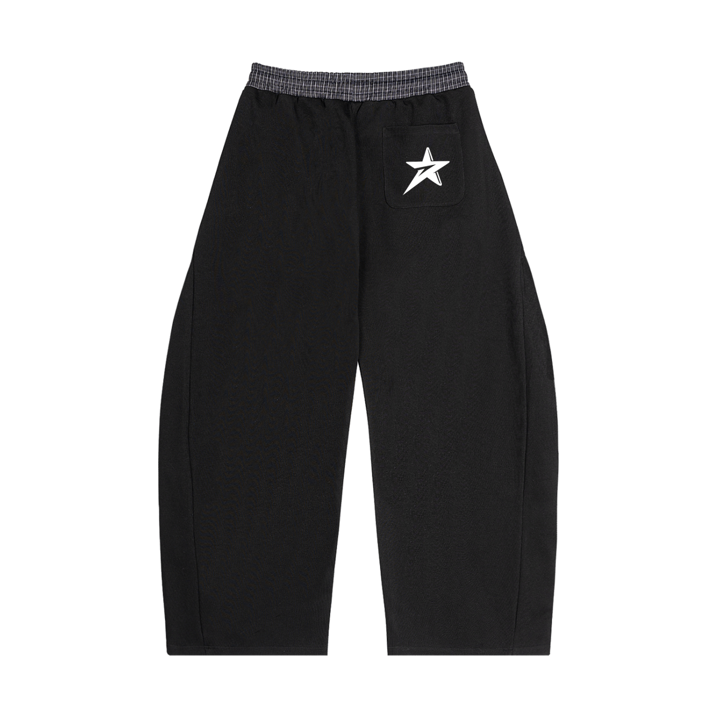 Black pants with white Dazar branding on a white background