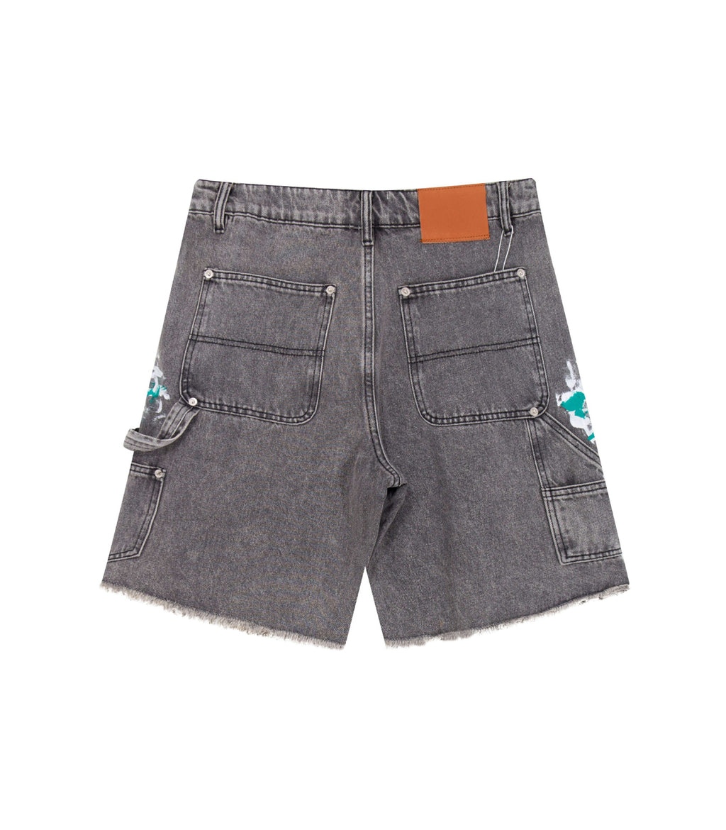 GREY SPLIT PAINTERS SHORTS DAZAR