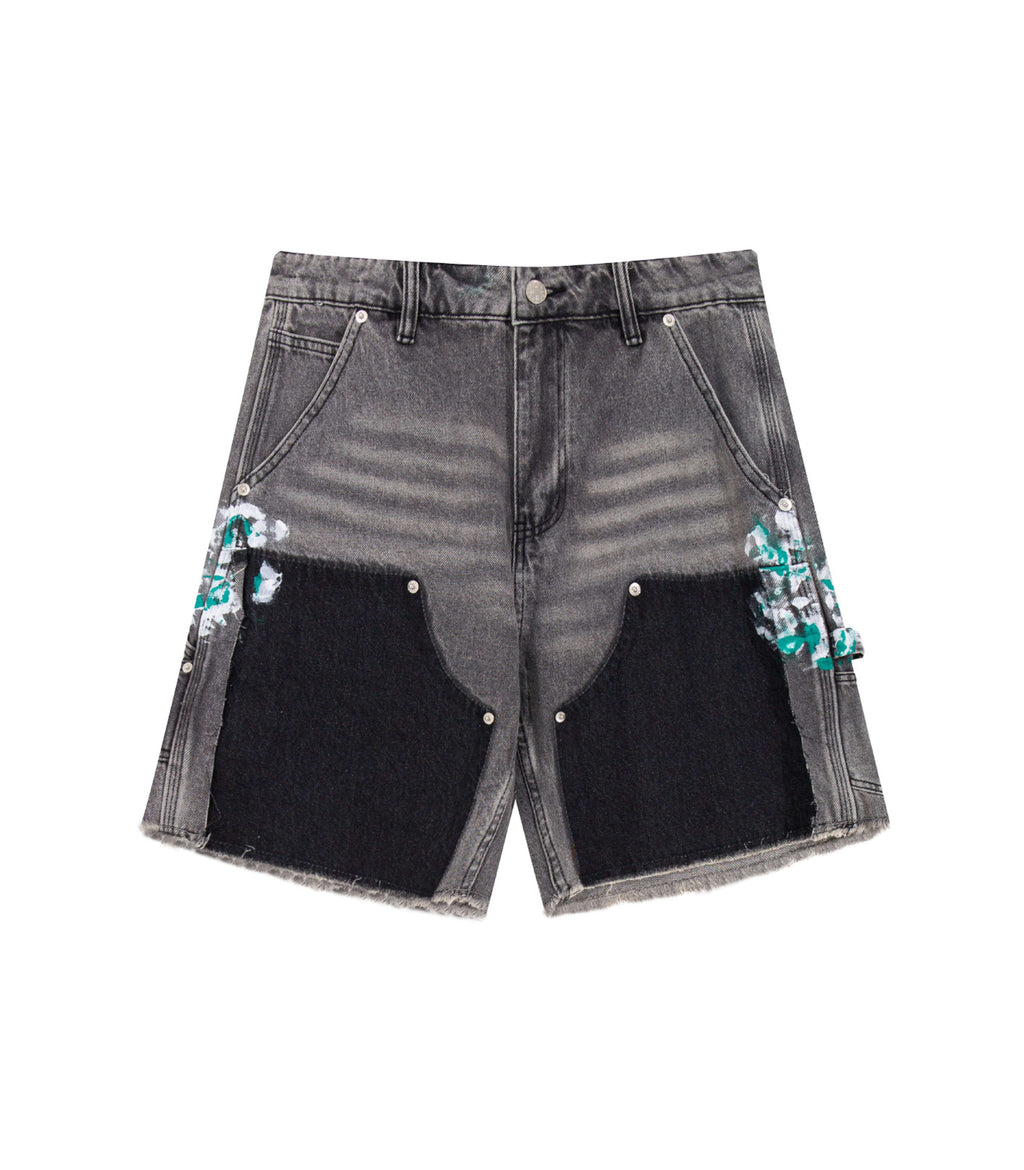 GREY SPLIT PAINTERS SHORTS DAZAR