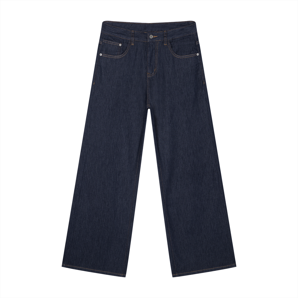 Dark blue jeans on a white background