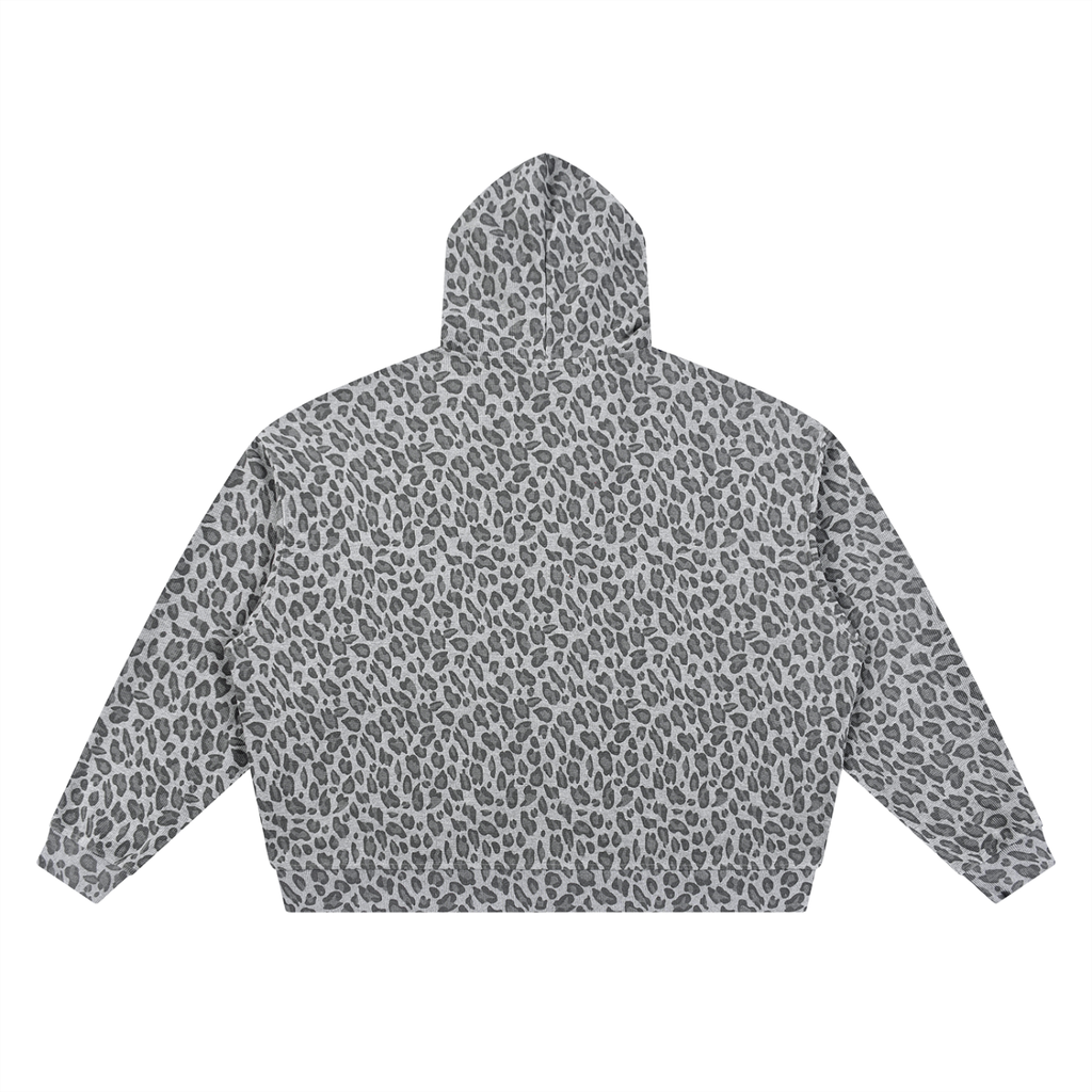 Leopard Print Waffle Full Zip Hoodie