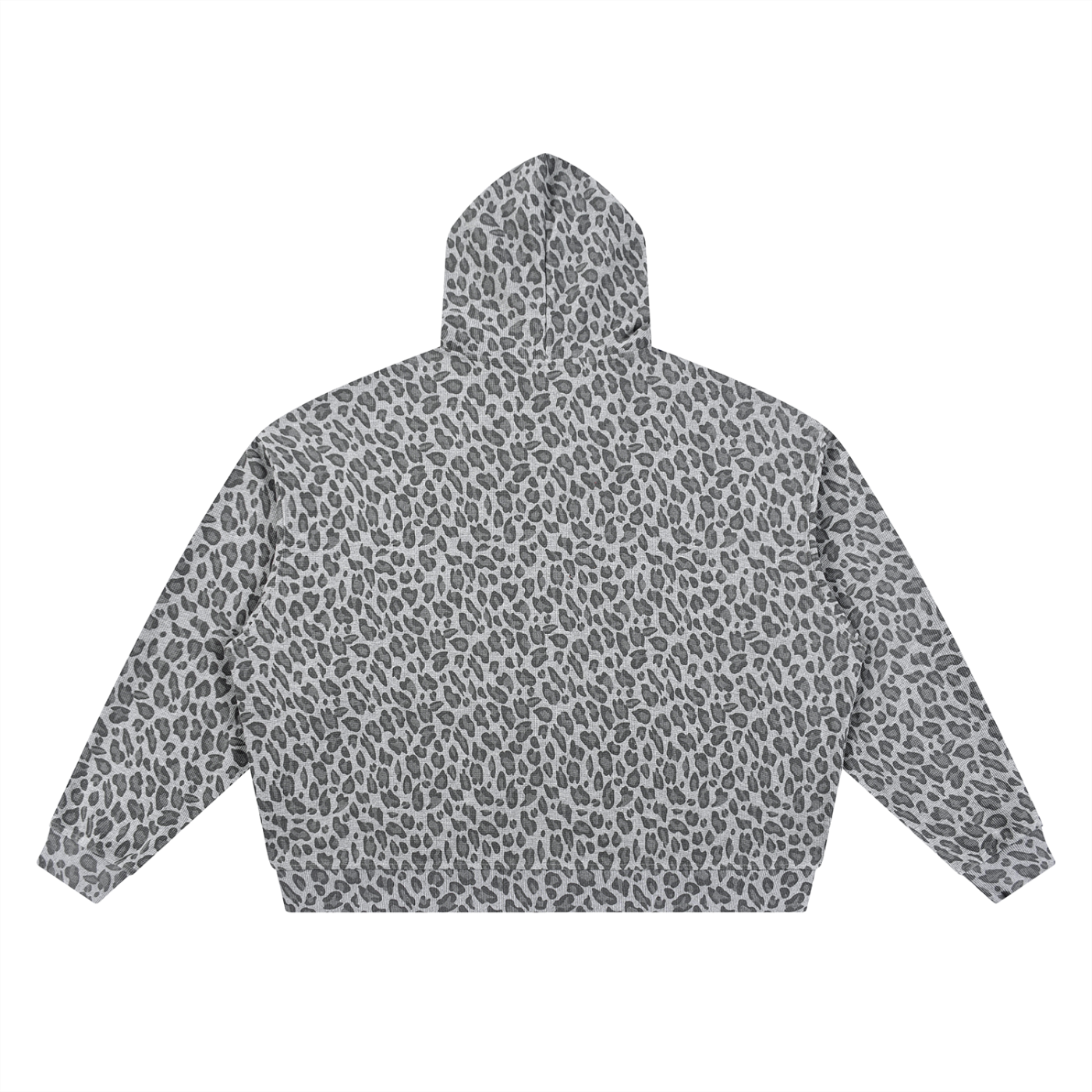 Leopard Print Waffle Full Zip Hoodie