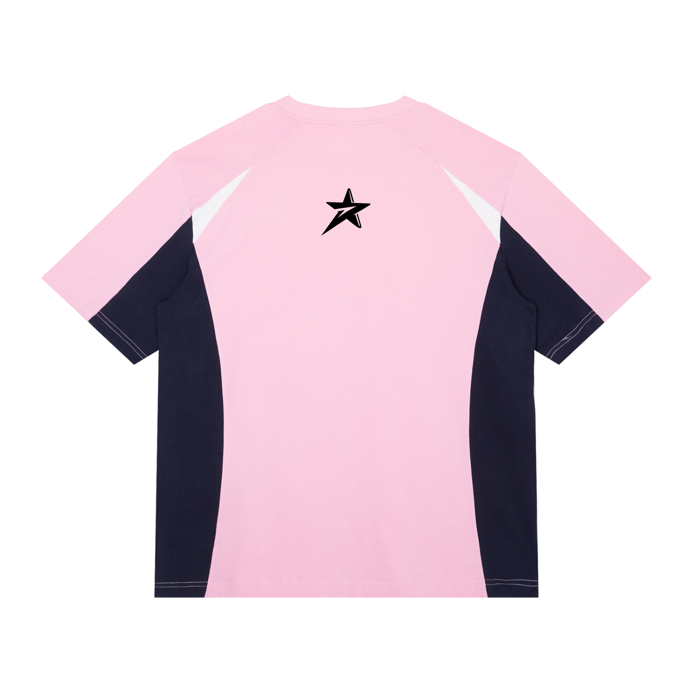 Pink and navy long-sleeve shirt with a black dazar logo on a white background