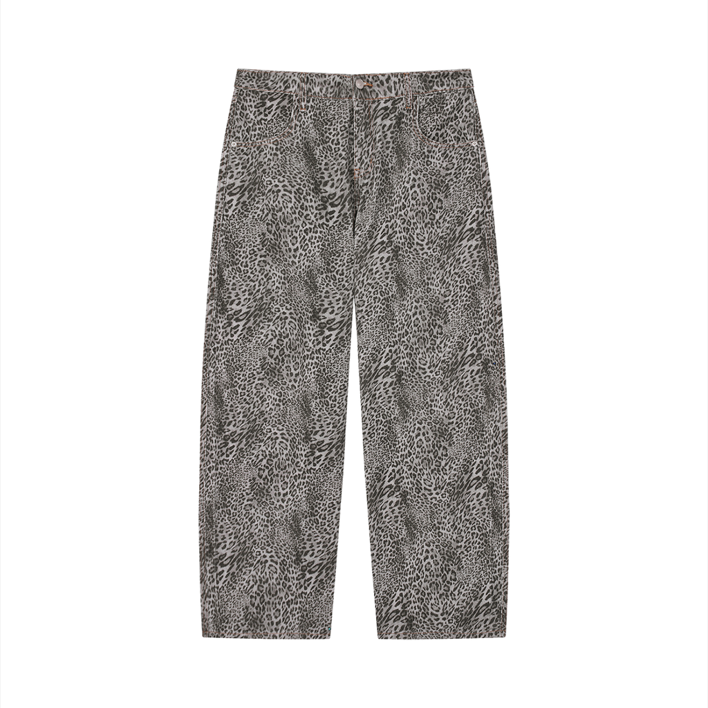 Leopard print pants on a white background
